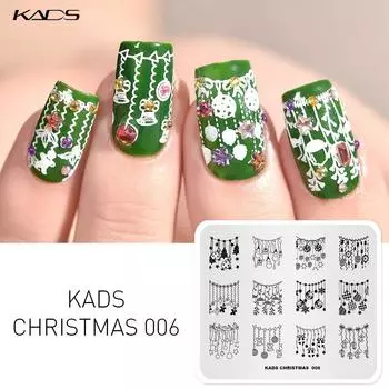 KADS шаблоны для штамповки ногтей, носки, снеговик, колокольчики, звезды, узор для дизайна ногтей, штамповочные пластины, шаблон, пластина с изображением, печать на ногтях