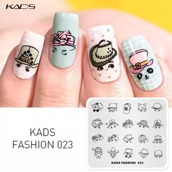 KADS штамп для дизайна ногтей, модная кепка 023, милый дизайн с рисунком, шаблон для штамповки ногтей, украшения, шаблон изображения «сделай сам»
