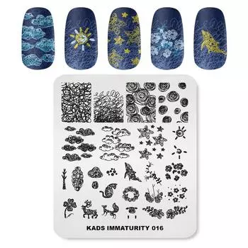 KADS штамп для дизайна ногтей шаблон незрелость 016 линия узор облако цветок пятнистый олень штамповочные пластины маникюрные инструменты для ногтей DIY 3D печать