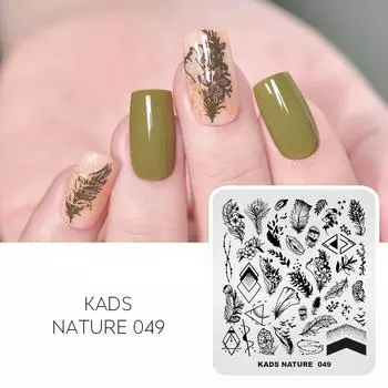 KADS штамповка пластин для дизайна ногтей природа 049 штамп пластина шаблон цветок листья перо инструмент DIY ногти