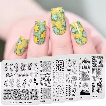 KADS штамповочные пластины для дизайна ногтей, 21 дизайн, трафарет для печати на ногтях, инструмент для маникюра с цветочным изображением