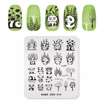 KADS штамповочные пластины для дизайна ногтей, милые панды, растение, дерево, шаблон, штамп для дизайна ногтей, инструменты для печати