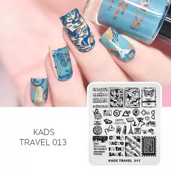KADS штамповочные пластины для дизайна ногтей Travel 013 штамповая пластина Happy Music Butterfly Book Design инструмент для печати букв