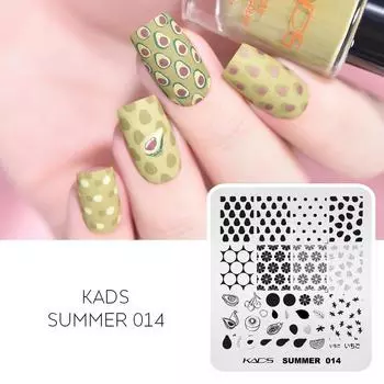 KADS Summer 014 пластина для штамповки ногтей, трафарет для печати, шаблон, маникюрный инструмент для маникюрного салона