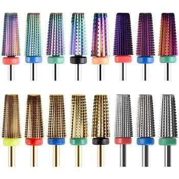 KADS твердосплавные вольфрамовые сверла для ногтей, коническая фреза для маникюра с вырезанным сверлом для удаления акрилового геля для ногтей, инструмент с хвостовиком 3/32 дюйма 110-M