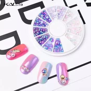 KADS украшения для ногтей камень жемчуг стразы дизайн ногтей разные размеры украшения для ногтей 3d круглые бусины аксессуары для дизайна ногтей