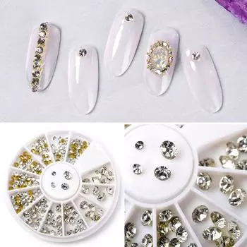 KADS Золотая основа, конусные формы, дизайн ногтей со стразами, декор для ногтей, украшение с кристаллами, блестящими стразами, аксессуары для ногтей