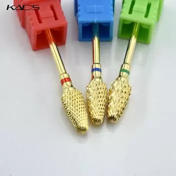 KADS золотые пулеобразные сверла для ногтей из сплава, фрезы, инструменты для маникюра, педикюра, дизайна ногтей