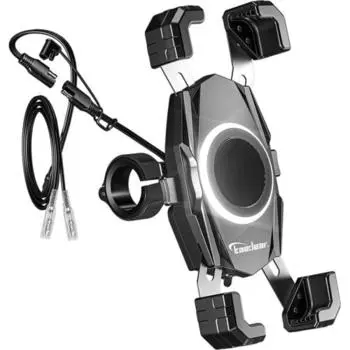 Kaedear Bike Smartphone Holder Bike Smartphone Holder QI USB Wireless Charging Smartphone Mobile Holder Stand Mount Made in Japan Spring Quick Hold Sh