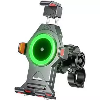 Kaedear Bike Smartphone Holder Bike Smartphone Holder Charging Vibration Absorption Mount Integrated Aluminum QI Wireless Charging Waterproof Smartpho