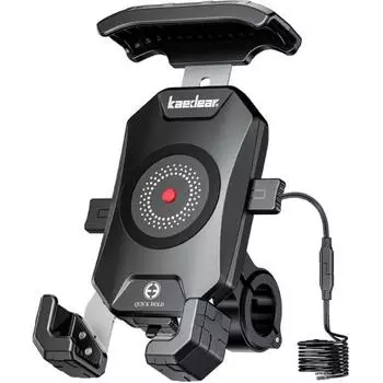 Kaedear Bike Smartphone Holder Charging QI Wireless Charging USB Powered Bike Smartphone Holder Mobile Holder Vibration Absorption Mount Compatible Wa