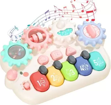 KaeKid Multifunctional Piano Toy Hedgehog Kids Keyboard Toy Baby Musical Instrument Sound and Light 5 Types of Animal Sounds 13 Songs Toy Educational