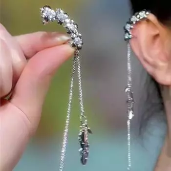 Кафф с цветочной кисточкой: Уникальные, универсальные, не прокалываемые серьги для женщин Right-Flower Tassel Ear Cuff