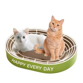 KAFind Cat Nail Sharpener XL Oval Cat Bed Идеально подходит для больших кошек и нескольких кошек Усиленный картон Хрустящая точилка для ногтей Никакого насилия Улучшает зелёный
