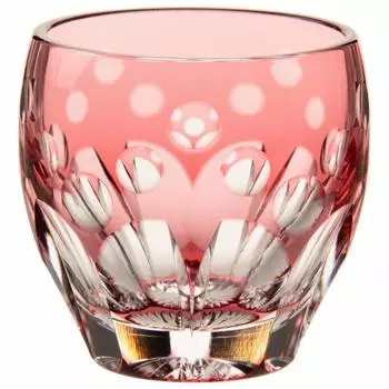 Kagami Crystal Cold Sake Cup Cherry Blossom Red 80cc Edo Kiriko Traditional Craftsman Satoshi Nabetani T535-2683CAU