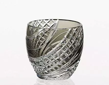 Kagami Crystal Kiriko Kaiseki Cup nagashi 80cc (Ushiko crest) T535-2044BLK