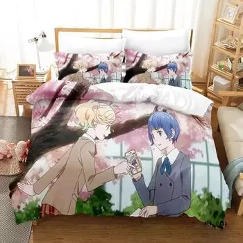 Kageki Shojo Bedding Set Single Twin Full Queen King Size Bed Set Adult Kid Bedroom Duvetcover Sets 3D Print Anime Bed Sheet Set AU Single 140x210cm