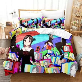 Kaguya-sama Love is War Bedding Set Cartoon Anime three-piece set Adult Kid Bedroom Duvetcover Sets 3D Kawaii Girls camas 70x133cm 2pcs