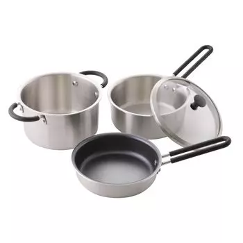 KAI Gas Fire IH совместимая с высокой теплопроводностью штабелируемая минималистская глубокая двуручная кастрюля одноручная сковорода 15 см набор со стеклянной крышкой