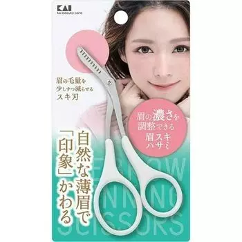 Kai KAI Eyebrow Skiving Длинные тонкие ножницы Made in для усов KQ3155 Ножницы, лезвие, ручка, брови, Япония, брови,