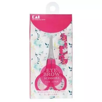 Kai KAI Тонкие лезвия Стильные ножницы Изогнутые лезвия с колпачком Розовые ножницы для бровей KQ3150