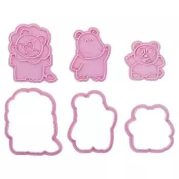 Kai Tabekko Animal Cookie Cutter Set (Lion-kun, Hippo-san, Panda-san)