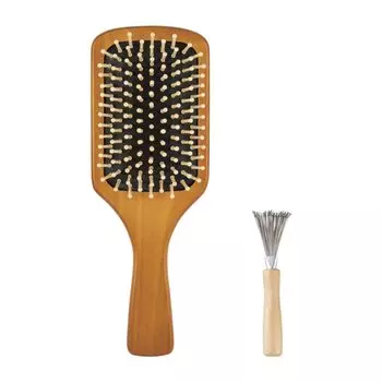 Kaiji Himetsubaki Paddle Brush Hairbrush Cleaning Brush Set Hairbrush Scalp Massage Wooden Wooden Comb Beautiful Hair Care Brown Hair Remover коричневый
