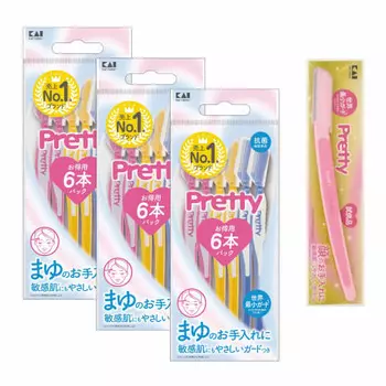 Kaiji Pretty Eyebrow для чувствительной кожи 6 штук x 3 упаковки + набор L-образных бритв для чувствительной кожи 18 штук + 1 штука