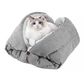 Kailund Cat Cat Складной питомец для кошек Тепло Холодный питомец для кошек Легко для использования в помещении Серый дом, Дом, Кровать, Зима, 80x53 см, Кровать, Теплый, Пушистый, Удержание, серый