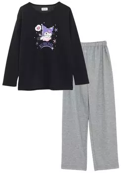 Kaituck Family Персонажи Sanrio Kuromi Домашняя одежда Длинная женская пижама, Рукав, Весна/Осень, M/L (Л, Черный) чёрный
