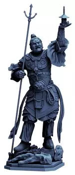 Kaiyodo Art Pla ART PLA Статуя Четырех Небесных Королей Tamonten Общая Высота 160 мм Неокрашенный Несобранный Пластиковый Модель Комплект AP009 Приблизительно. Немасштаб