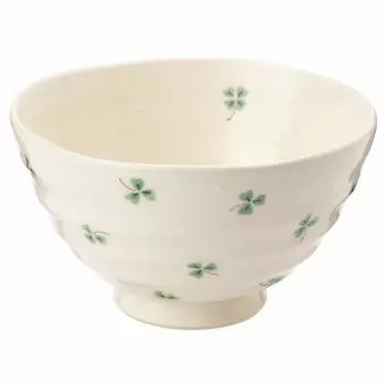 Kaju Al Life (Kakuni) Mino Ware Happy Clover Rice Bowl Green K21022
