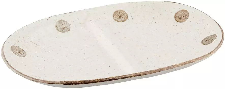 Kaju Al Life (Kakuni) Mino Ware Polka Dot White Karatsu Two Divider Plate K12275 23cm