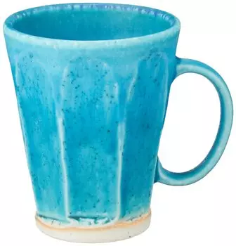Kaju Al Life (Kakuni) Mino Ware Shaved Mug Turquoise Blue K14269 270ml