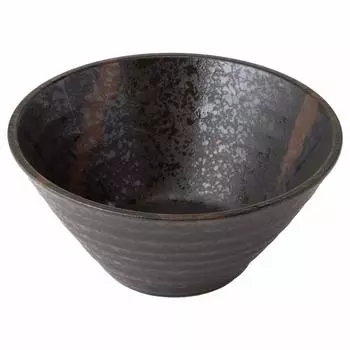 Kajuar Life (Kakuni) Minoyaki [Black Ramen Bowl] Bowl, Splashed, Kiritate-don, Diameter approx. 20 x Height 9cm, Tableware, Stylish, Ramen Bowl,