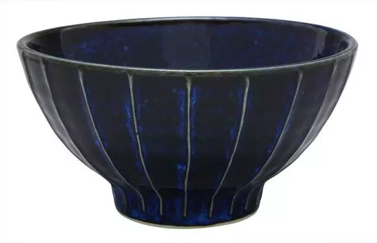 Kajuar Life (Kakuni) Rice Bowl Blue 12cm Mino Ware Striped Ichichin Rice Bowl Deep Blue K12160
