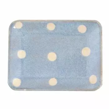 Kajuru Life (Kakuni) Mino Ware Plate, Long Plate, Long Square Plate, Approx. 15 x 12 cm, Point Light Blue, Made in Japan K14233