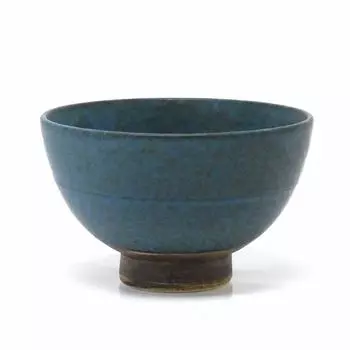 Kajuru Life (Kakuni) Mino Ware Rice Bowl Ichichin Ring Kiln Navy K131045