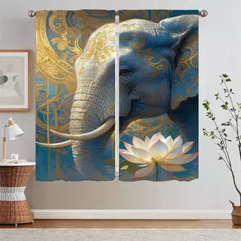 Как Лотосовый пруд Сердце Инди Бодхи Шторы Щупальца Кухонные Шторы 2 Части Оконные Прозрачные Шторы Гостиная Разделение Кудри W50xH70cmx2pcs-CL