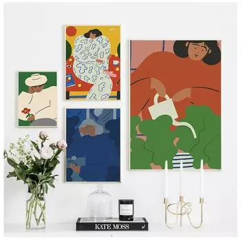 Как персонаж Матисс, настенная живопись на холсте, скандинавские холсты, плакаты и гравюры для гостиной 21cm30cm NoFrame