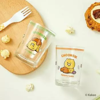 Kakao Friends Chunsik Daily Glass Cup 230 мл, набор из 2 предметов, разные цвета, 1 комплект, лучший персонаж Кореи