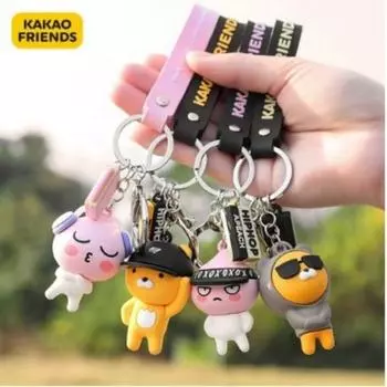 Kakao Friends keyring keychain figure smart key holder, Apeach hip hop, 1 piece,Korean car acc