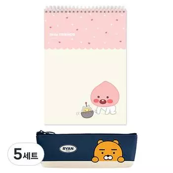 Kakao Friends Modern ST Mini треугольный пенал + набор канцелярских принадлежностей Sangcheol Spring Note, пенал, набор из 5 предметов для ноутбука, лучший персонаж Кореи