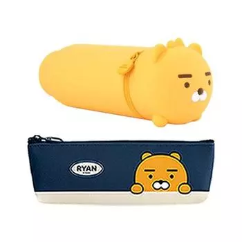 Kakao Friends Modern ST Mini треугольный пенал + силиконовый пенал, набор канцелярских принадлежностей, 1 комплект, лучший персонаж Кореи