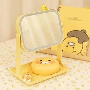 Kakao Friends Ppaekkom Chunsik Светодиодное зеркало с регулируемой яркостью Настольное зеркало для макияжа, CSLEDM-CS-001, лучший персонаж Кореи