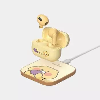 Kakao Friends Sweet Potato Eating Chunsik Bluetooth-гарнитура для беспроводного зарядного устройства для наушников, CSTWS-SET-005, лучший персонаж Кореи