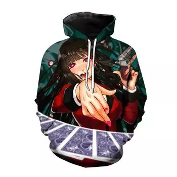 Kakegurui толстовки с 3D принтом аниме для мужчин и женщин, повседневная модная толстовка, толстовка большого размера, Harajuku, модные пуловеры с капюшоном S