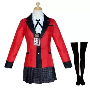 Kakegurui Yumeko Jabami Косплей Косплей 6 предметов Роскошная школьная и младшая школьная форма [Formemory] Косплей, Костюм, Униформа,