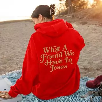 Какой дьявол у нас во Христе, европейский и американский новый модный плюшевый свитер с капюшоном и воротником сзади для женщин S красный