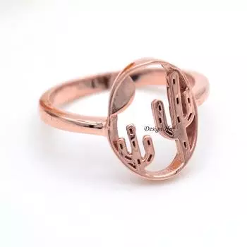 Кактус Серебряное кольцо из розового золота Стерлингового серебра 925 пробы Ювелирные изделия ручной работы Рождественская распродажа 6 розового золота